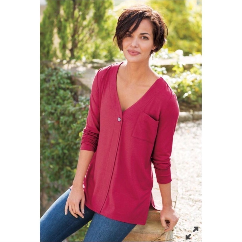 Soft Surroundings Miramar Top in crimson berry